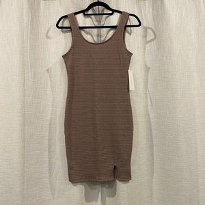 Stretchy Tan Dress with Slit